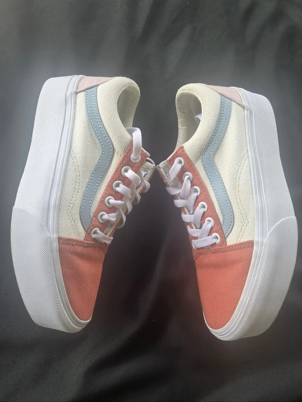 Vans Platform Old Skool Coral Pink & Light‎ Blue Canvas